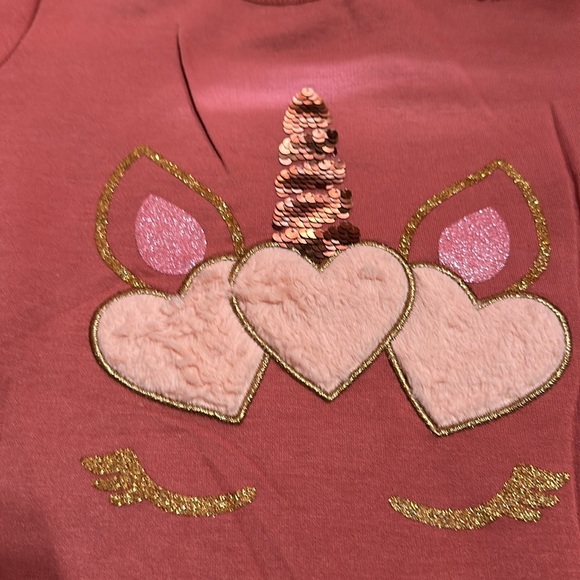 Blush Pink BKIND by BTWEEN Unicorn and Hearts Sweatshirt Size 10 - Picture 2 of 5